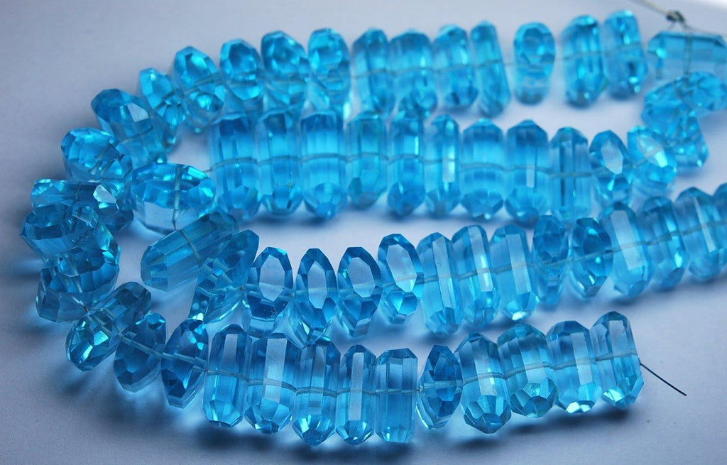 3X8 Inch Strand,Sky Blue Quartz Faceted Fancy Cut Nuggets Shape, 12-16mm Long - Jalvi & Co.