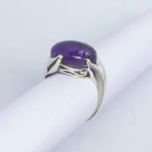 Load image into Gallery viewer, 4.20g, Handmade Natural Purple Amethyst Oval Cabochon 925 Sterling Silver Ring - Jalvi &amp; Co.