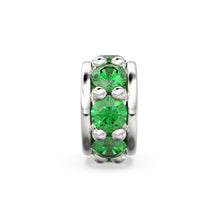 Load image into Gallery viewer, 4.2mm 18k Solid Yellow Gold Emerald Eternity Rondelle Wheel Bead Finding Spacer / Gold Rondelle Bead / Green Emerald Findings - Jalvi &amp; Co.