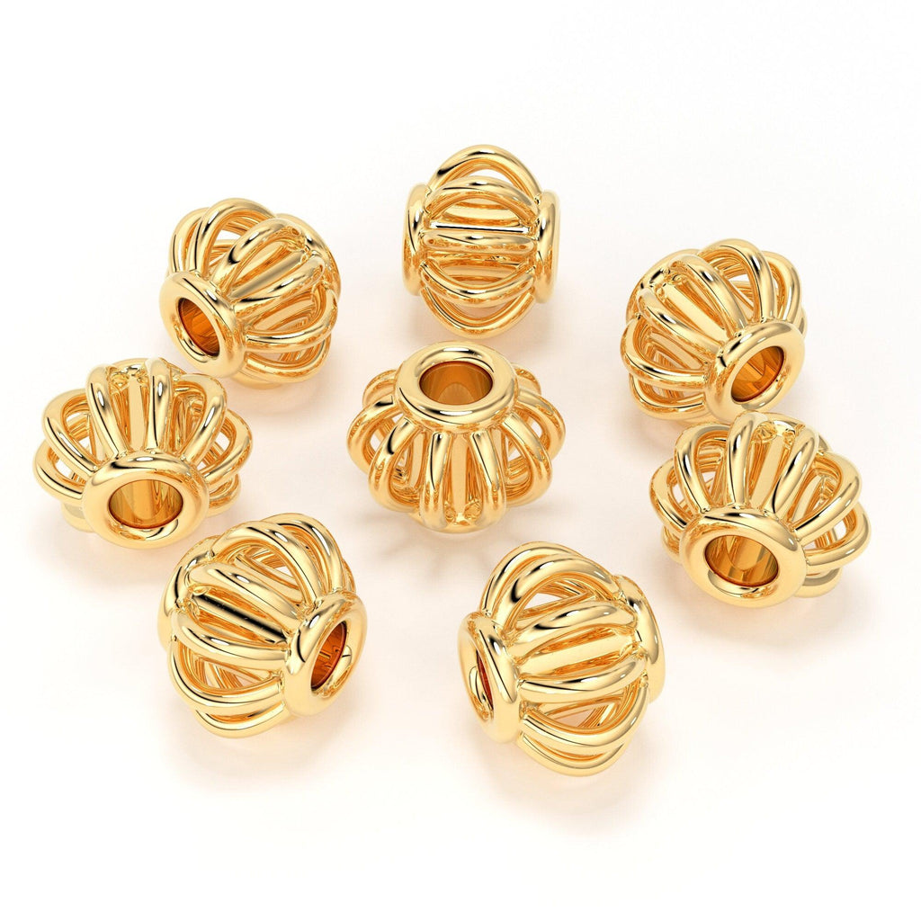 4.2mm 18k Solid Yellow Gold Fancy Bali Spacer Findings Beads Pair - Jalvi & Co.