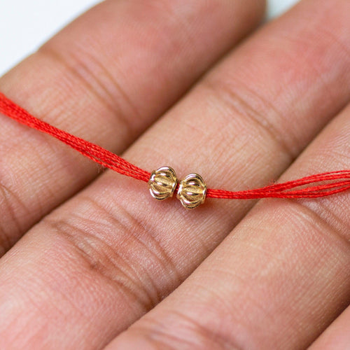 4.2mm 18k Solid Yellow Gold Fancy Bali Spacer Findings Beads Pair - Jalvi & Co.