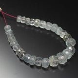 4.5 inches, 5-8mm, Natural Blue Aquamarine Faceted Rondelle Loose Gemstone Beads