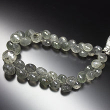 Load image into Gallery viewer, 4.5 Inches, 9-14mm, Natural Moss Quartz Faceted Onion Drop Briolette Beads Strand - Jalvi &amp; Co.