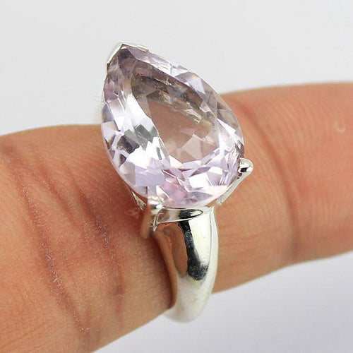 4.94g, Handmade Natural Pink Amethyst Bezel Oval 925 Sterling Silver Ring, Amethyst Ring - Jalvi & Co.