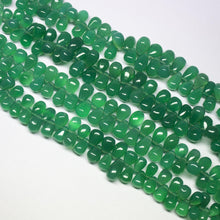 Load image into Gallery viewer, 4 inch, 8-12mm, Natural Green Onyx Smooth Tear Drop Briolette Shape Gemstone Beads - Jalvi &amp; Co.