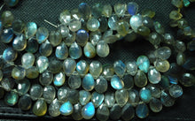 Load image into Gallery viewer, 4 Inch Long Full Strand, Blue Flashy Labradorite Faceted Pear Shaped Briolettes, 7X10mm Calibrated Size Long Size - Jalvi &amp; Co.