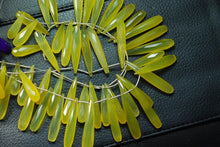 Load image into Gallery viewer, 4 Inch Long Strand, 20-35mm Long, Yellow Chalcedony Elongated Faceted Drops Shape Briolettes - Jalvi &amp; Co.