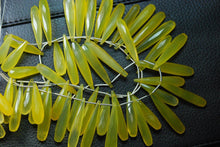 Load image into Gallery viewer, 4 Inch Long Strand, 20-35mm Long, Yellow Chalcedony Elongated Faceted Drops Shape Briolettes - Jalvi &amp; Co.