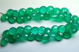 4 Inch Long Strand,Superb-Emerald Green Onyx Faceted Heart Shape Briolettes, 10-11mm Size,Superb Item