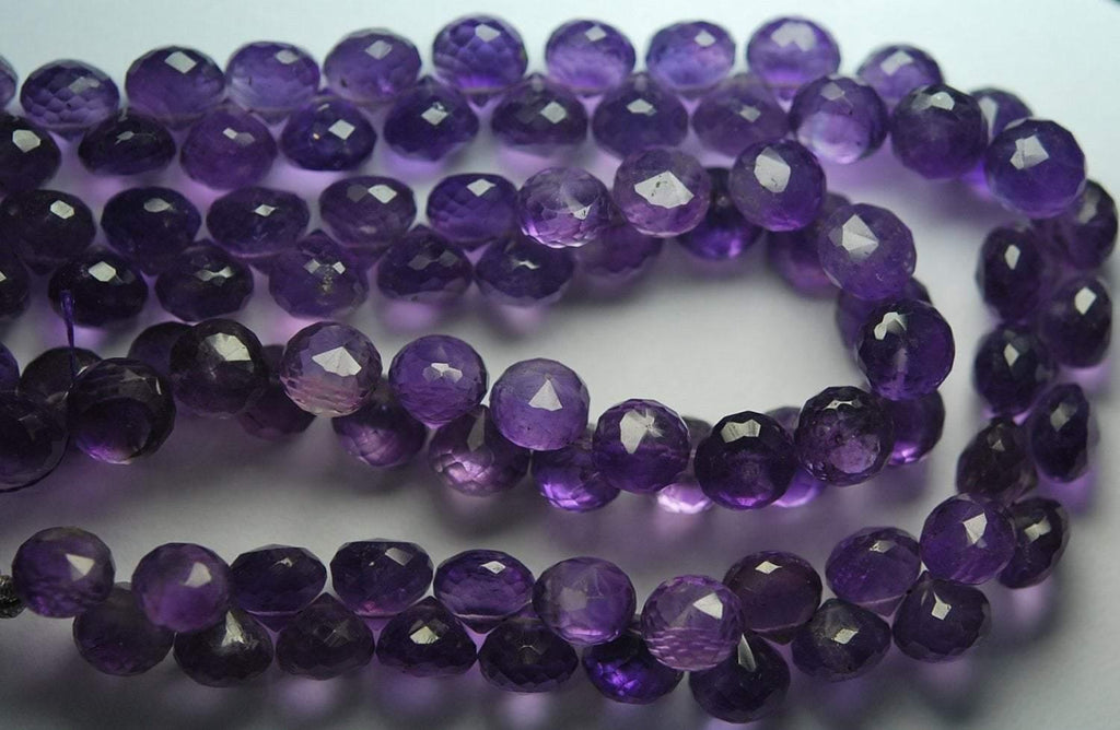 4 Inch Strand 25 Beads Finest Quality, Purple Amethyst Micro Faceted Onion Shape Briolette's, 7-6mm Size - Jalvi & Co.