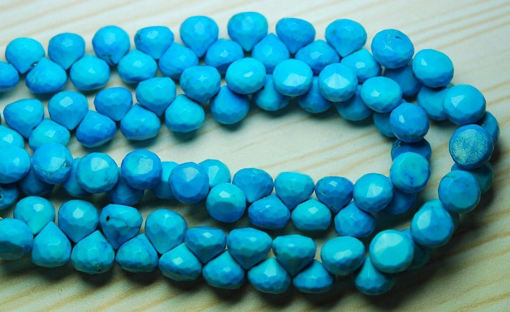 4 Inch Strand, Full Strand,Blue Turquoise Faceted Onion Shape Briolettes, 7mm - Jalvi & Co.