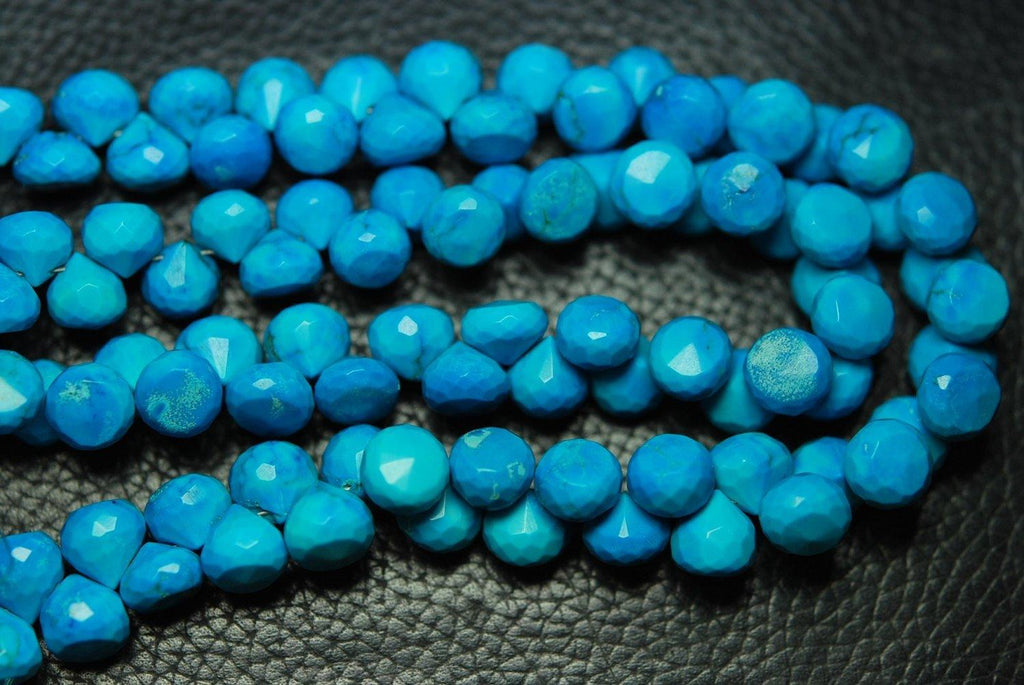 4 Inch Strand, Full Strand,Blue Turquoise Faceted Onion Shape Briolettes, 7mm - Jalvi & Co.