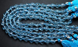 4 Inch Strand, Natural Sky Blue Topaz Micro Faceted Drops Shaped Briolettes, 6.5-7mm, Finest Quality