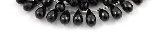 4 Inch Strand Strand Nice Quality Black Spinel Faceted Tear Drops Briolette's 8X12mm - Jalvi & Co.
