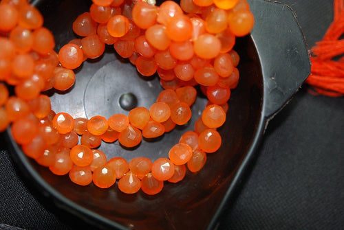 4 Inch Strand Superb-Finest Quality Carnelian Faceted Onions Shape Briolette's, 8-7mm Size Great Item - Jalvi & Co.