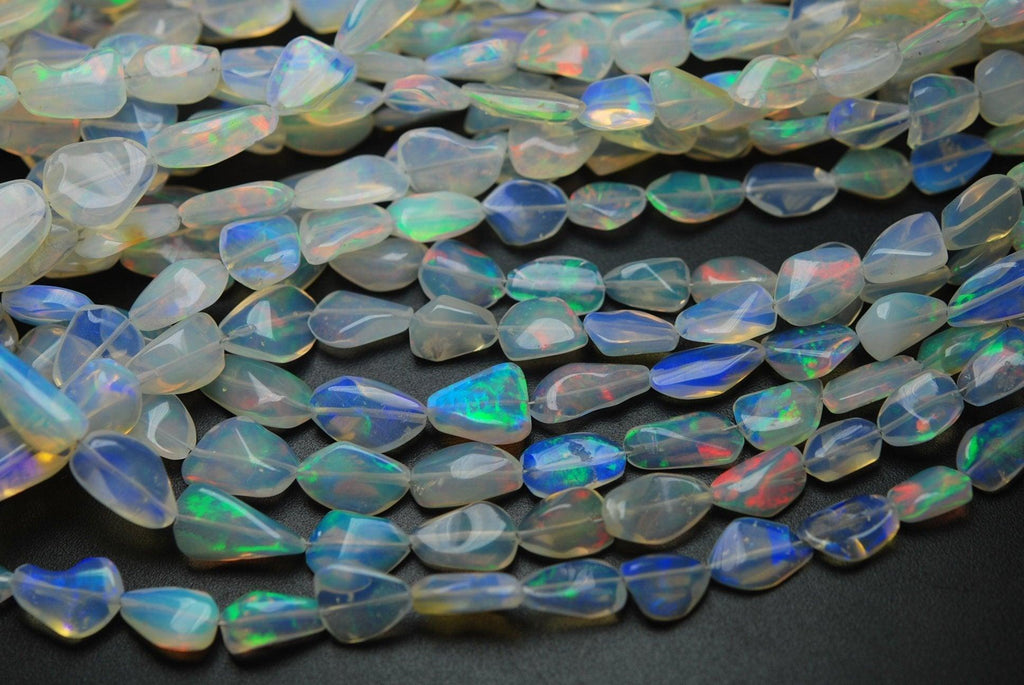 4 Inch Strand,Super Fire White Ethiopian Opal Smooth Polished Nuggets, Size 7-12mm - Jalvi & Co.