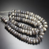 4 Inches, 5-6mm, Natural Grey Moonstone Faceted Rondelle Loose Gemstone Beads