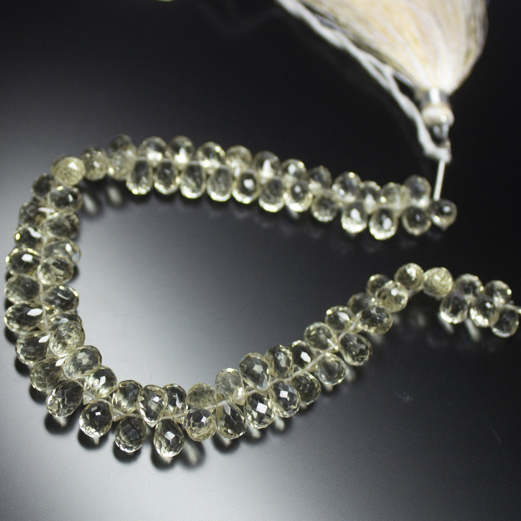 4 inches, 6-7mm, Natural Scapolite Faceted Tear Drops Briolette Gemstone Beads - Jalvi & Co.