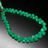 4 inches, 6-8mm, Apple Green Chrysoprase Faceted Onion Drop Briolette Loose Gemstone Beads