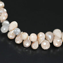 Load image into Gallery viewer, 4 inches, 6-8mm, Mystic Light Peach Moonstone Faceted Tear Drop Briolette Beads - Jalvi &amp; Co.