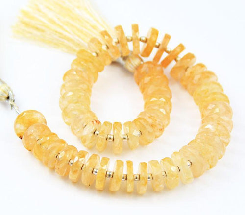 4 Inches, 8-9mm, Natural Imperial Quartz Faceted Heishi Tyre Wheel Beads Strand - Jalvi & Co.