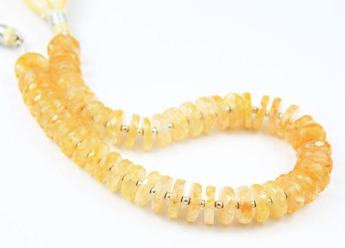 4 Inches, 8-9mm, Natural Imperial Quartz Faceted Heishi Tyre Wheel Beads Strand - Jalvi & Co.