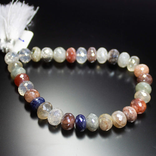 4 inches, 9-10mm, Natural Mystic Multi Gemstone Faceted Rondelle Loose Gemstone Beads - Jalvi & Co.