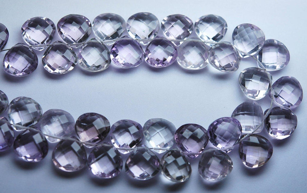 4 Match Pair, Finest Quality,Matched Pair 12mm Size, Natural Pink Amethyst Faceted Heart Shaped Briolettes - Jalvi & Co.