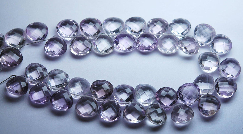 4 Match Pair, Finest Quality,Matched Pair 12mm Size, Natural Pink Amethyst Faceted Heart Shaped Briolettes - Jalvi & Co.