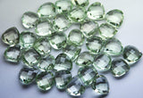 4 Match Pair Green Amethyst Faceted Heart Calibrated Size 12mm