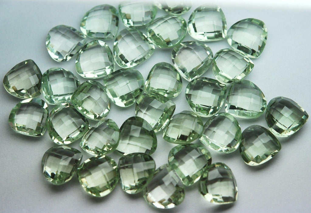 4 Match Pair Green Amethyst Faceted Heart Calibrated Size 12mm - Jalvi & Co.