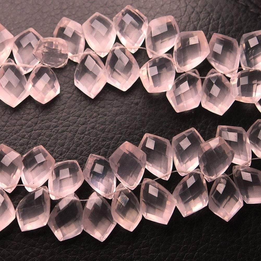 4 Match Pair, Natural Faceted Fancy Shape Briolettes Calibrated Size 12X8mm Rose Quartz - Jalvi & Co.