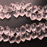 4 Match Pair, Natural Faceted Fancy Shape Briolettes Calibrated Size 12X8mm Rose Quartz