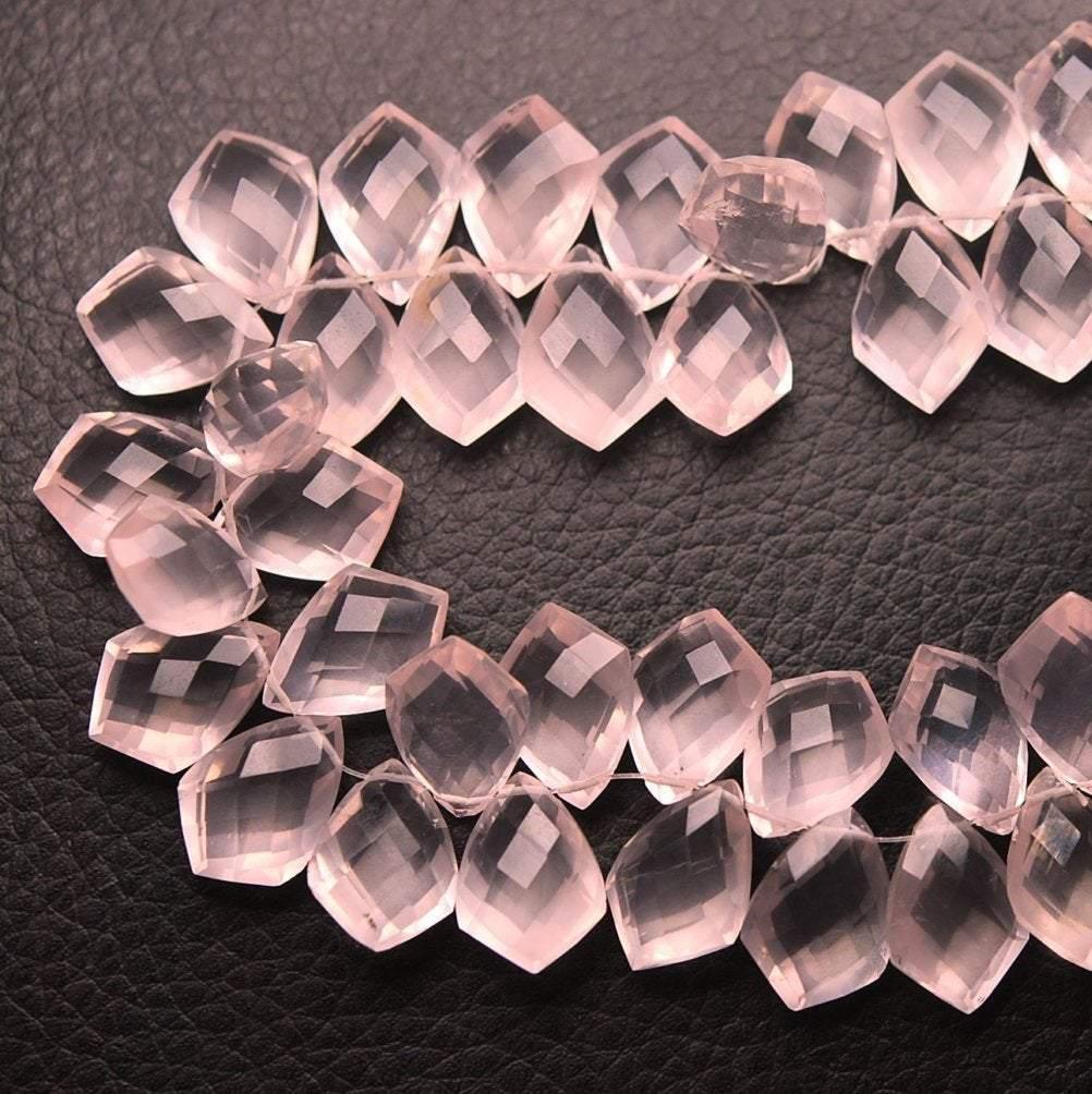 4 Match Pair, Natural Faceted Fancy Shape Briolettes Calibrated Size 12X8mm Rose Quartz - Jalvi & Co.