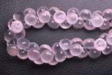 4 Match Pair Natural Rose Quartz Faceted Onion Shape Briolettes Calibrated Size 12mm