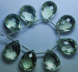 4 Match Pair, Super Rare Aaa Green Amethyst Faceted Pear Briolettes Calibrated Size 12X16mm