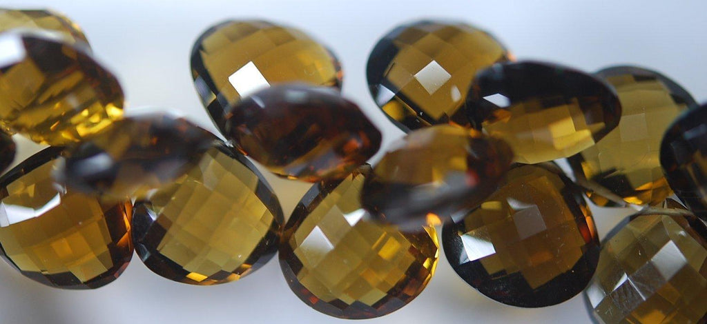 4 Match Pair, Super Rare AAA Honey Quartz Faceted Heart Briolette's Calibrated Size 14mm - Jalvi & Co.