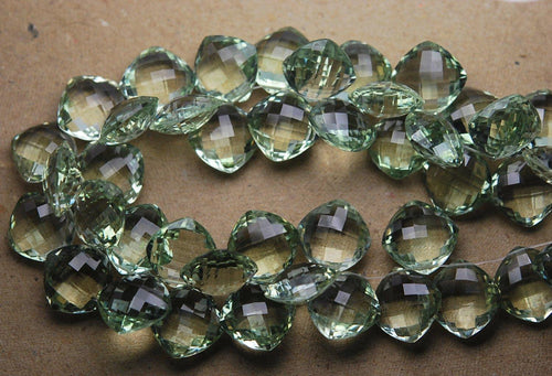 4 Match Pair, Super Rare Aaa Natural Green Amethyst Faceted Cushion Shape Briolettes Calibrated Size 14mm - Jalvi & Co.
