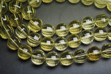 4 Match Pair Super Rare AAA Natural Lemon Quartz Step Cut Faceted Balls Beads Calibrated Size, 12mm