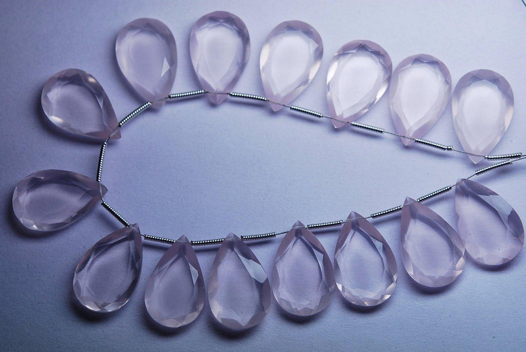 4 Match Pair, Super Rare Aaa Natural Rose Quartz Faceted Double Cut Pear Shape Briolettes Calibrated Size 13X20mm - Jalvi & Co.