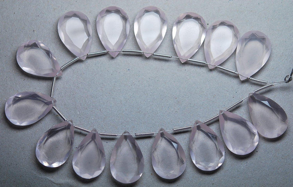 4 Match Pair, Super Rare Aaa Natural Rose Quartz Faceted Double Cut Pear Shape Briolettes Calibrated Size 13X20mm - Jalvi & Co.