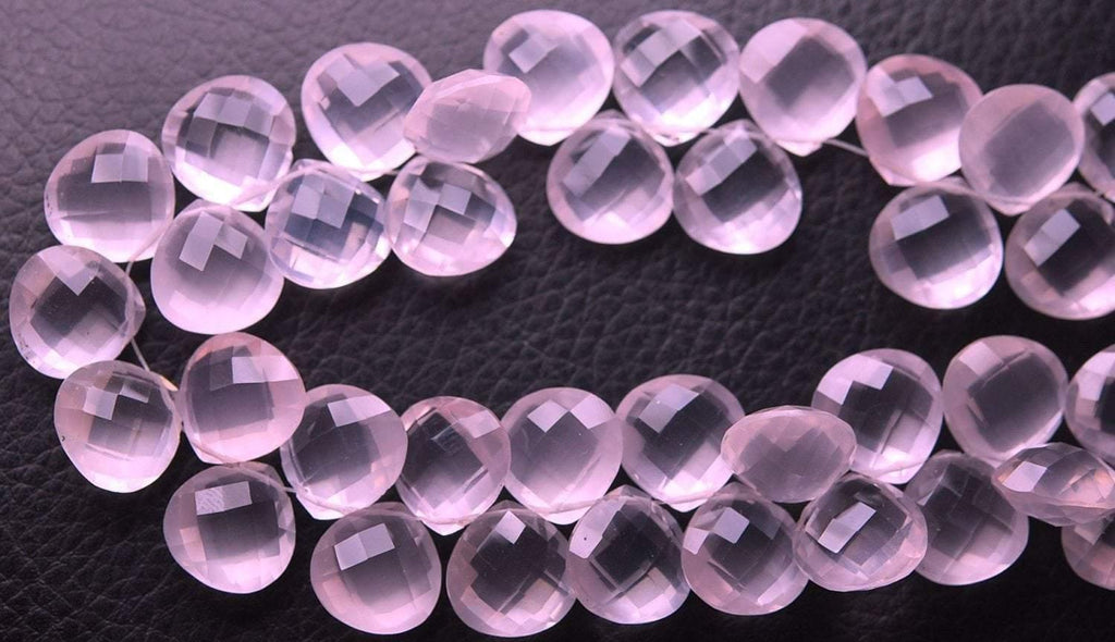 4 Match Pair, Super Rare Aaa Natural Rose Quartz Faceted Heart Shape Briolettes Calibrated Size 12mm - Jalvi & Co.