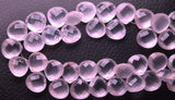 4 Match Pair, Super Rare Aaa Natural Rose Quartz Faceted Heart Shape Briolettes Calibrated Size 12mm