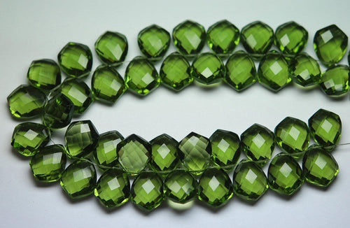 4 Match Pair, Super Rare Olive Quartz Faceted Fancy Shape Briolette's Calibrated Size 10X14mm - Jalvi & Co.