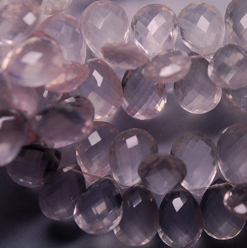 4 Match Pair,10X14mm Natural Rose Quartz Faceted Pear Briolette's Calibrated Size - Jalvi & Co.
