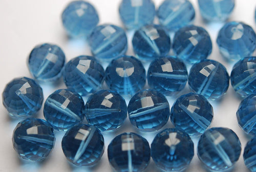 4 Match Pair,London Blue Quartz Step Cut Faceted Balls Beads Calibrated Size, 10mm - Jalvi & Co.