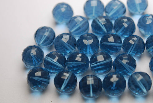 4 Match Pair,London Blue Quartz Step Cut Faceted Balls Beads Calibrated Size, 10mm - Jalvi & Co.