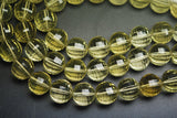 4 Match Pair,Super Rare Aaa Natural Lemon Quartz Step Cut Faceted Balls Beads Calibrated Size, 11mm