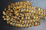 4 Matched Pair, Finest Quality, Natural Citrine Faceted Pear Shape Briolettes, 15X7mm Size