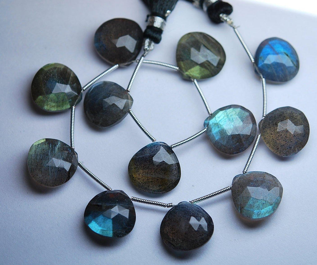 4 Matched Pair, Finest Quality,Labradorite Faceted Heart Shape, 20mm Size - Jalvi & Co.